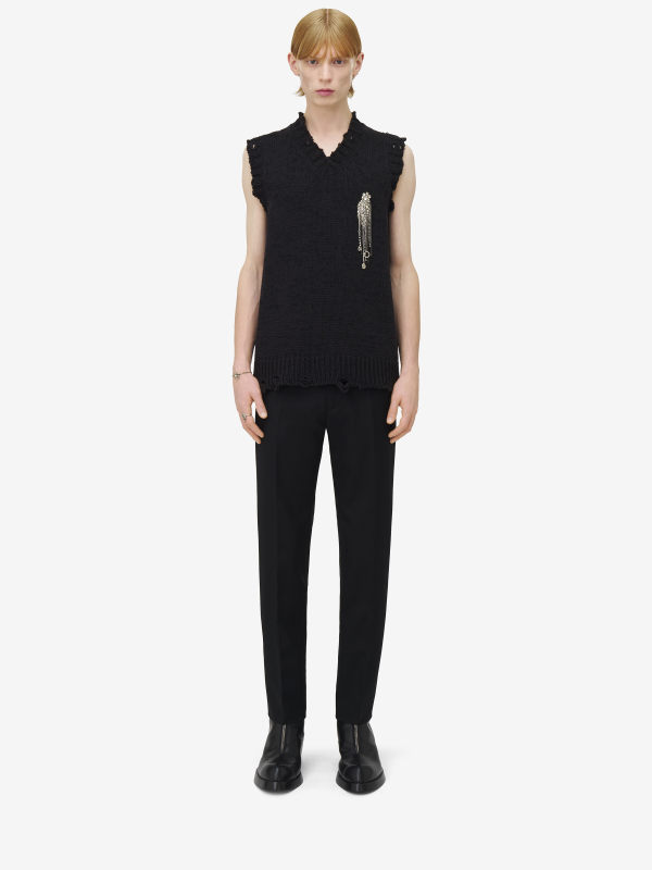 ALEXANDER MCQUEEN - Patch Embroidery DIstressed Tank Top - Item 829296Q1BDW1347